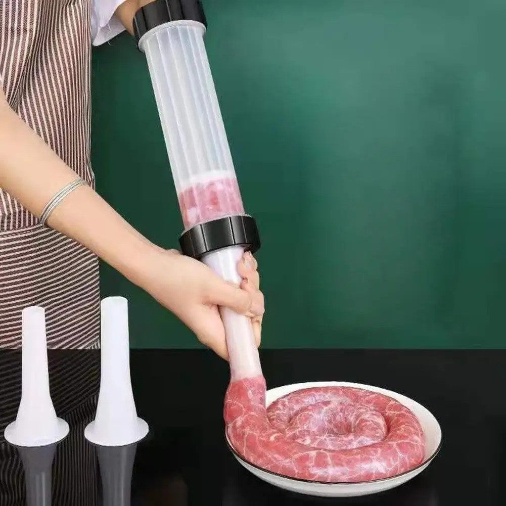 Manual hand-crank sausage stuffer