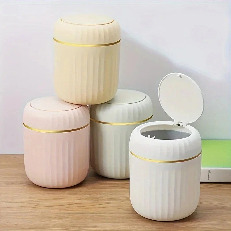 Mini desktop bin with lid