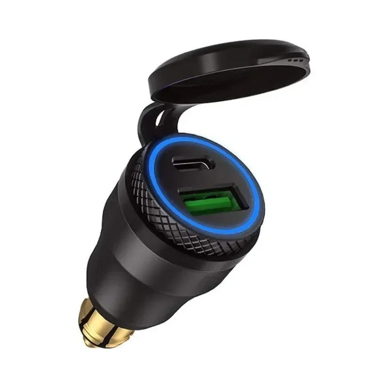 Motorcycle USB and USB-C DIN charger
