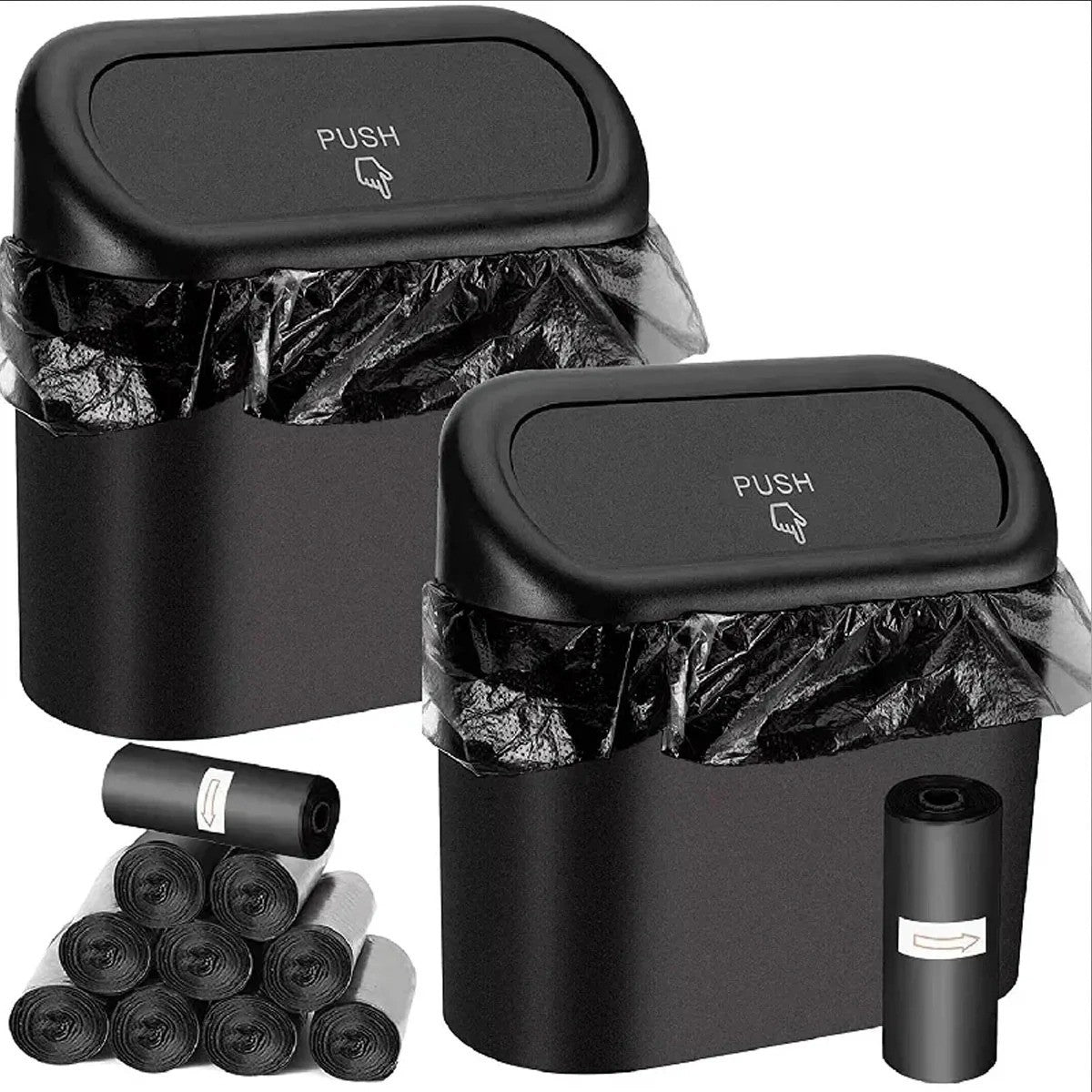 Mini portable car trash can with flip lid