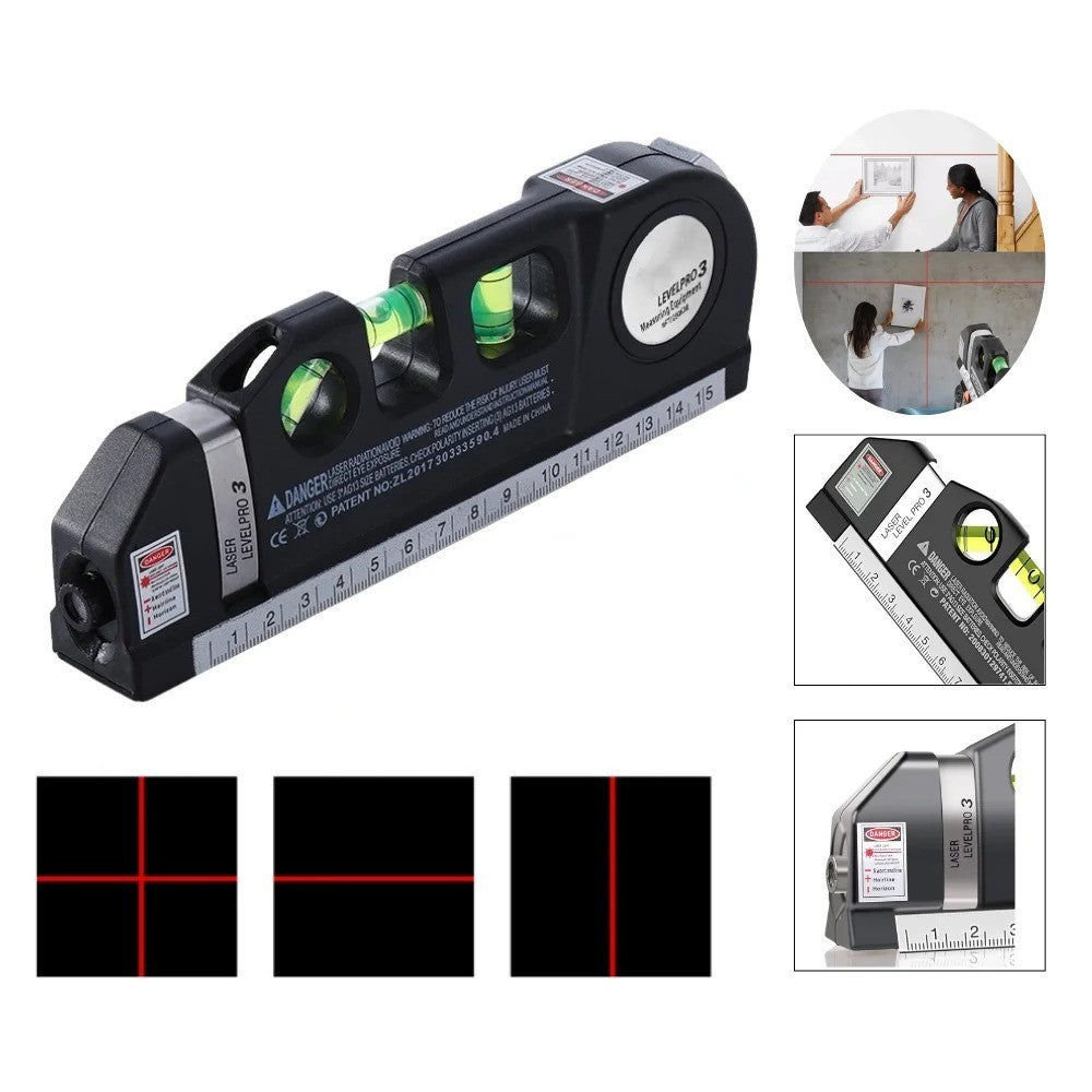 Multipurpose laser level with tape measure